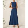 imageBTFBM Two Piece Skirt Set For Women 2025 Spring Summer Outfits Sleeveless Tank Top Elastic Waist Flowy Long Maxi SkirtsDark Blue