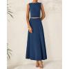 imageBTFBM Two Piece Skirt Set For Women 2025 Spring Summer Outfits Sleeveless Tank Top Elastic Waist Flowy Long Maxi SkirtsDark Blue
