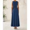 imageBTFBM Two Piece Skirt Set For Women 2025 Spring Summer Outfits Sleeveless Tank Top Elastic Waist Flowy Long Maxi SkirtsDark Blue
