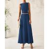 imageBTFBM Two Piece Skirt Set For Women 2025 Spring Summer Outfits Sleeveless Tank Top Elastic Waist Flowy Long Maxi SkirtsDark Blue