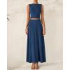 imageBTFBM Two Piece Skirt Set For Women 2025 Spring Summer Outfits Sleeveless Tank Top Elastic Waist Flowy Long Maxi SkirtsDark Blue