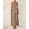 imageBTFBM Two Piece Skirt Set For Women 2025 Spring Summer Outfits Sleeveless Tank Top Elastic Waist Flowy Long Maxi SkirtsKhaki