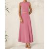 imageBTFBM Two Piece Skirt Set For Women 2025 Spring Summer Outfits Sleeveless Tank Top Elastic Waist Flowy Long Maxi SkirtsPink