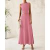 imageBTFBM Two Piece Skirt Set For Women 2025 Spring Summer Outfits Sleeveless Tank Top Elastic Waist Flowy Long Maxi SkirtsPink