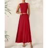 imageBTFBM Two Piece Skirt Set For Women 2025 Spring Summer Outfits Sleeveless Tank Top Elastic Waist Flowy Long Maxi SkirtsRed