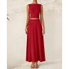 imageBTFBM Two Piece Skirt Set For Women 2025 Spring Summer Outfits Sleeveless Tank Top Elastic Waist Flowy Long Maxi SkirtsRed