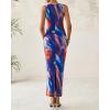 imageBTFBM Women Bodycon Maxi Dresses 2025 Summer Sleeveless Floral Ruched Slit Mesh Party Cocktail Wedding Guest Tank DressFloral Dark Blue