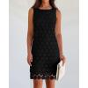 imageBTFBM Women Hollow Out Circle Embroidered Mini Dresses 2025 Summer Casual Sleeveless Vacation Party Cocktail Tank DressBlack