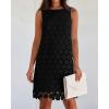 imageBTFBM Women Hollow Out Circle Embroidered Mini Dresses 2025 Summer Casual Sleeveless Vacation Party Cocktail Tank DressBlack