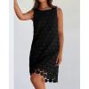 imageBTFBM Women Hollow Out Circle Embroidered Mini Dresses 2025 Summer Casual Sleeveless Vacation Party Cocktail Tank DressBlack
