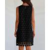 imageBTFBM Women Hollow Out Circle Embroidered Mini Dresses 2025 Summer Casual Sleeveless Vacation Party Cocktail Tank DressBlack