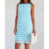 imageBTFBM Women Hollow Out Circle Embroidered Mini Dresses 2025 Summer Casual Sleeveless Vacation Party Cocktail Tank DressLight Blue