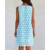 imageBTFBM Women Hollow Out Circle Embroidered Mini Dresses 2025 Summer Casual Sleeveless Vacation Party Cocktail Tank DressLight Blue