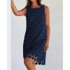 imageBTFBM Women Hollow Out Circle Embroidered Mini Dresses 2025 Summer Casual Sleeveless Vacation Party Cocktail Tank DressNavy