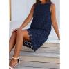 imageBTFBM Women Hollow Out Circle Embroidered Mini Dresses 2025 Summer Casual Sleeveless Vacation Party Cocktail Tank DressNavy