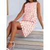 imageBTFBM Women Hollow Out Circle Embroidered Mini Dresses 2025 Summer Casual Sleeveless Vacation Party Cocktail Tank DressPink