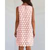 imageBTFBM Women Hollow Out Circle Embroidered Mini Dresses 2025 Summer Casual Sleeveless Vacation Party Cocktail Tank DressPink