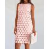 imageBTFBM Women Hollow Out Circle Embroidered Mini Dresses 2025 Summer Casual Sleeveless Vacation Party Cocktail Tank DressPink