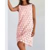 imageBTFBM Women Hollow Out Circle Embroidered Mini Dresses 2025 Summer Casual Sleeveless Vacation Party Cocktail Tank DressPink
