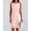 imageBTFBM Women Hollow Out Circle Embroidered Mini Dresses 2025 Summer Casual Sleeveless Vacation Party Cocktail Tank DressPink