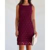 imageBTFBM Women Hollow Out Circle Embroidered Mini Dresses 2025 Summer Casual Sleeveless Vacation Party Cocktail Tank DressWine Red