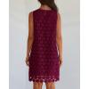 imageBTFBM Women Hollow Out Circle Embroidered Mini Dresses 2025 Summer Casual Sleeveless Vacation Party Cocktail Tank DressWine Red