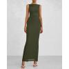 imageBTFBM Women Summer 2025 Bodycon Maxi Dress Sleeveless Ruched Mesh Elegant Cocktail Party Formal Wedding Guest DressesArmy Green