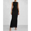 imageBTFBM Women Summer 2025 Bodycon Maxi Dress Sleeveless Ruched Mesh Elegant Cocktail Party Formal Wedding Guest DressesBlack