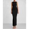 imageBTFBM Women Summer 2025 Bodycon Maxi Dress Sleeveless Ruched Mesh Elegant Cocktail Party Formal Wedding Guest DressesBlack