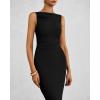 imageBTFBM Women Summer 2025 Bodycon Maxi Dress Sleeveless Ruched Mesh Elegant Cocktail Party Formal Wedding Guest DressesBlack