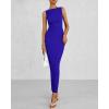 imageBTFBM Women Summer 2025 Bodycon Maxi Dress Sleeveless Ruched Mesh Elegant Cocktail Party Formal Wedding Guest DressesBright Blue