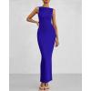 imageBTFBM Women Summer 2025 Bodycon Maxi Dress Sleeveless Ruched Mesh Elegant Cocktail Party Formal Wedding Guest DressesBright Blue