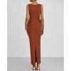 imageBTFBM Women Summer 2025 Bodycon Maxi Dress Sleeveless Ruched Mesh Elegant Cocktail Party Formal Wedding Guest DressesCaramel