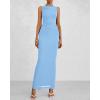 imageBTFBM Women Summer 2025 Bodycon Maxi Dress Sleeveless Ruched Mesh Elegant Cocktail Party Formal Wedding Guest DressesLight Blue