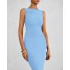 imageBTFBM Women Summer 2025 Bodycon Maxi Dress Sleeveless Ruched Mesh Elegant Cocktail Party Formal Wedding Guest DressesLight Blue