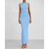 imageBTFBM Women Summer 2025 Bodycon Maxi Dress Sleeveless Ruched Mesh Elegant Cocktail Party Formal Wedding Guest DressesLight Blue