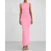 imageBTFBM Women Summer 2025 Bodycon Maxi Dress Sleeveless Ruched Mesh Elegant Cocktail Party Formal Wedding Guest DressesPink