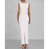 imageBTFBM Women Summer 2025 Bodycon Maxi Dress Sleeveless Ruched Mesh Elegant Cocktail Party Formal Wedding Guest DressesWhite