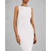 imageBTFBM Women Summer 2025 Bodycon Maxi Dress Sleeveless Ruched Mesh Elegant Cocktail Party Formal Wedding Guest DressesWhite