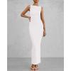 imageBTFBM Women Summer 2025 Bodycon Maxi Dress Sleeveless Ruched Mesh Elegant Cocktail Party Formal Wedding Guest DressesWhite