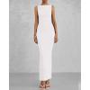 imageBTFBM Women Summer 2025 Bodycon Maxi Dress Sleeveless Ruched Mesh Elegant Cocktail Party Formal Wedding Guest DressesWhite