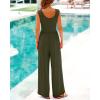 imageBTFBM Womens Casual Jumpsuits Dressy 2025 Summer One Piece Outfits Crew Neck Sleeveless Knit Wide Leg Pants RomperArmy Green