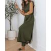 imageBTFBM Womens Casual Jumpsuits Dressy 2025 Summer One Piece Outfits Crew Neck Sleeveless Knit Wide Leg Pants RomperArmy Green