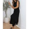 imageBTFBM Womens Casual Jumpsuits Dressy 2025 Summer One Piece Outfits Crew Neck Sleeveless Knit Wide Leg Pants RomperBlack