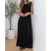 imageBTFBM Womens Casual Jumpsuits Dressy 2025 Summer One Piece Outfits Crew Neck Sleeveless Knit Wide Leg Pants RomperBlack