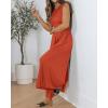 imageBTFBM Womens Casual Jumpsuits Dressy 2025 Summer One Piece Outfits Crew Neck Sleeveless Knit Wide Leg Pants RomperBrick Red
