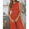 imageBTFBM Womens Casual Jumpsuits Dressy 2025 Summer One Piece Outfits Crew Neck Sleeveless Knit Wide Leg Pants RomperBrick Red