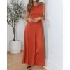 imageBTFBM Womens Casual Jumpsuits Dressy 2025 Summer One Piece Outfits Crew Neck Sleeveless Knit Wide Leg Pants RomperBrick Red