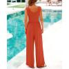 imageBTFBM Womens Casual Jumpsuits Dressy 2025 Summer One Piece Outfits Crew Neck Sleeveless Knit Wide Leg Pants RomperBrick Red