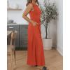 imageBTFBM Womens Casual Jumpsuits Dressy 2025 Summer One Piece Outfits Crew Neck Sleeveless Knit Wide Leg Pants RomperBrick Red